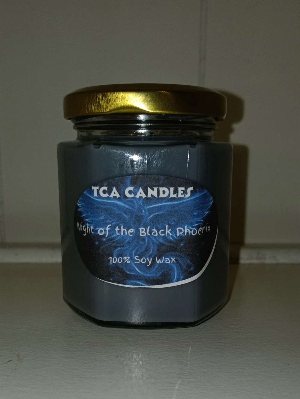 Night of the Black Phoenix Candle — Black Jar with Gold Lid